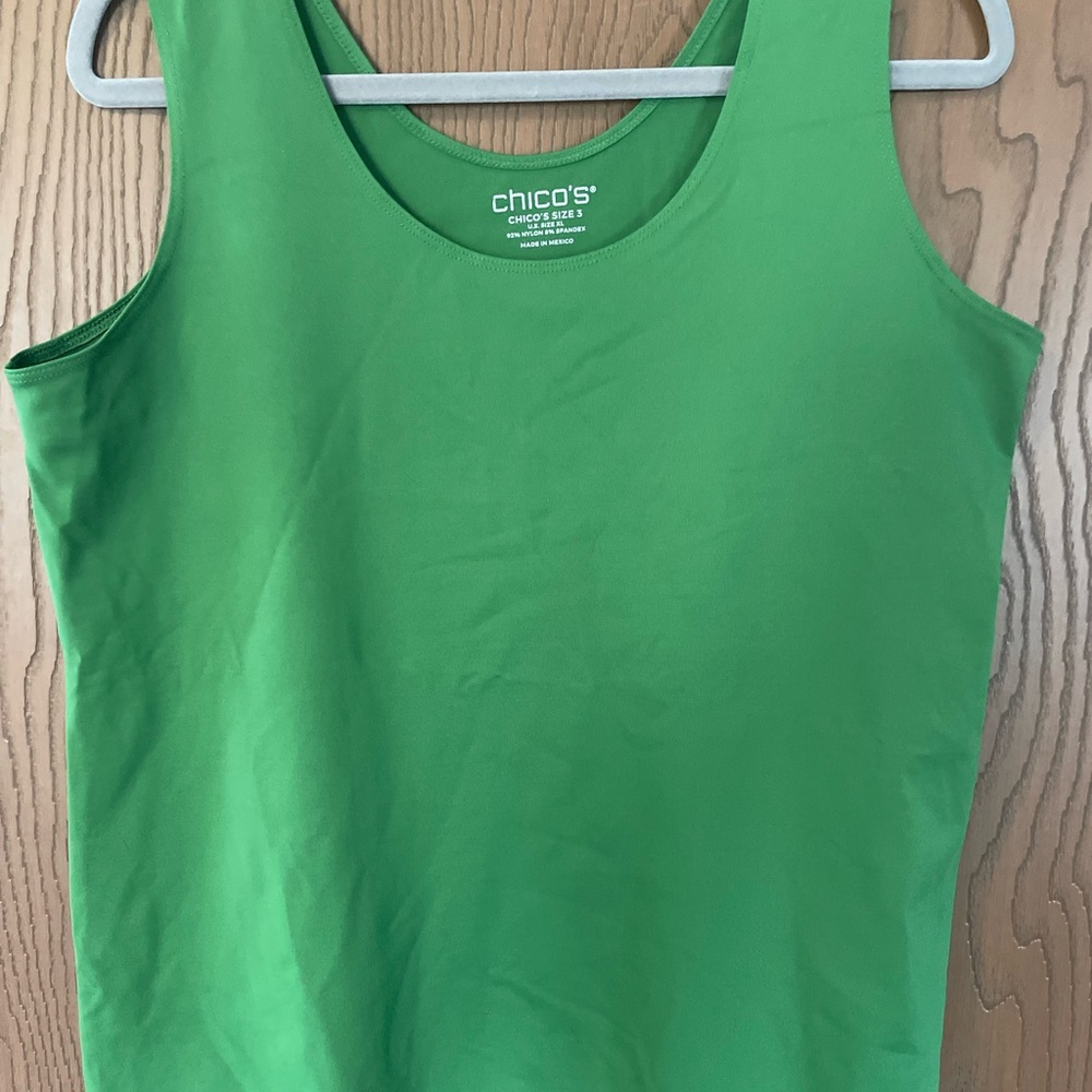Chico's microfiber tank- green, standard size XL, Chico's size 3